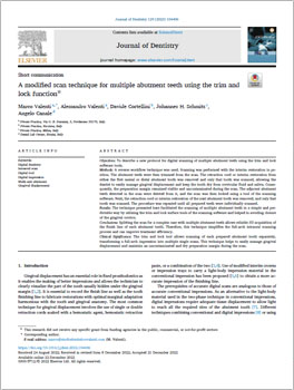 A modified scan technique for multiple abutment teeth using the trim and lock function☆